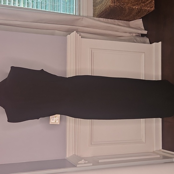 Anne Klein Black Sleeveless Jersey Midi Dress with Button and Twist Detail - Picture 7 of 12